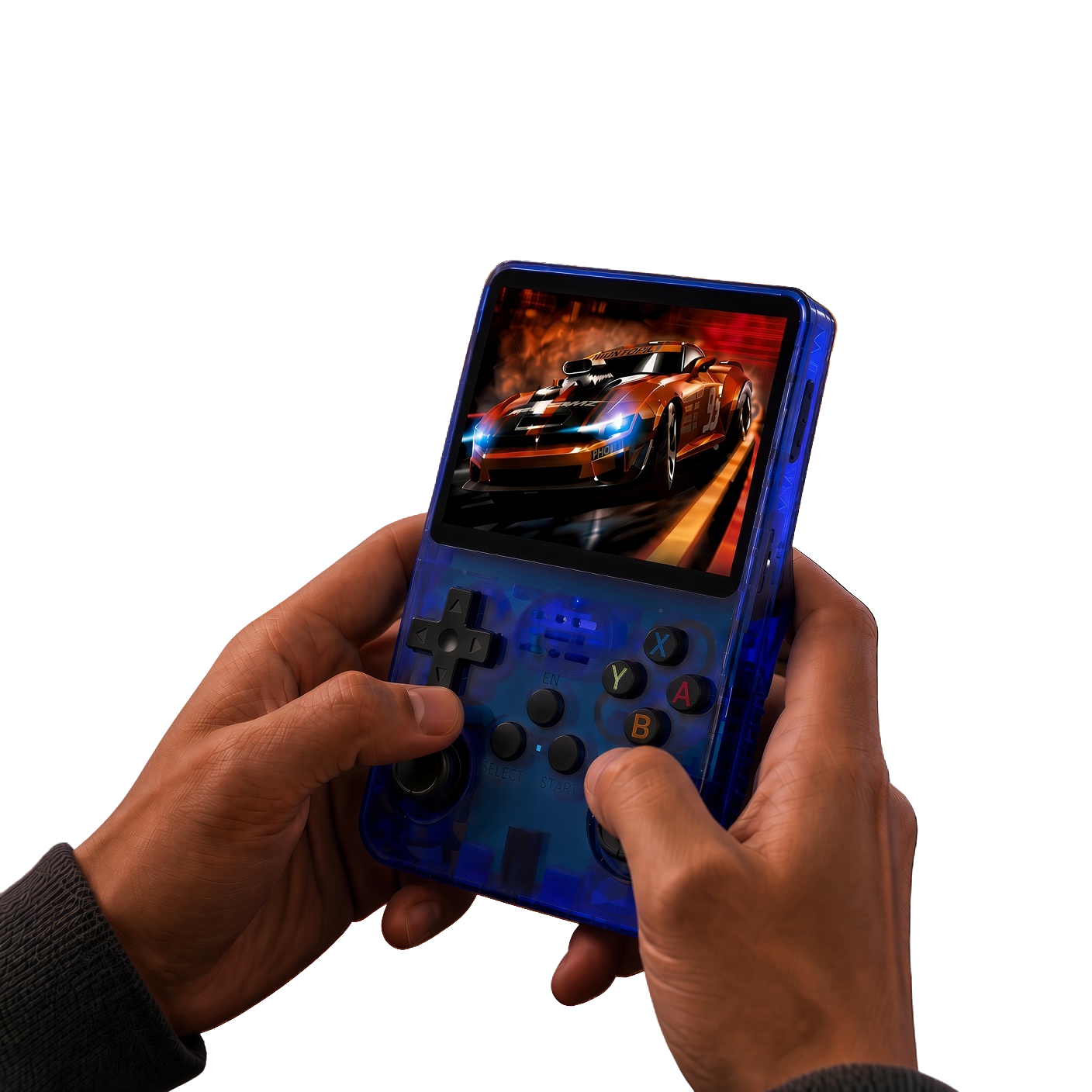 R36S retro game console with vibrant screen